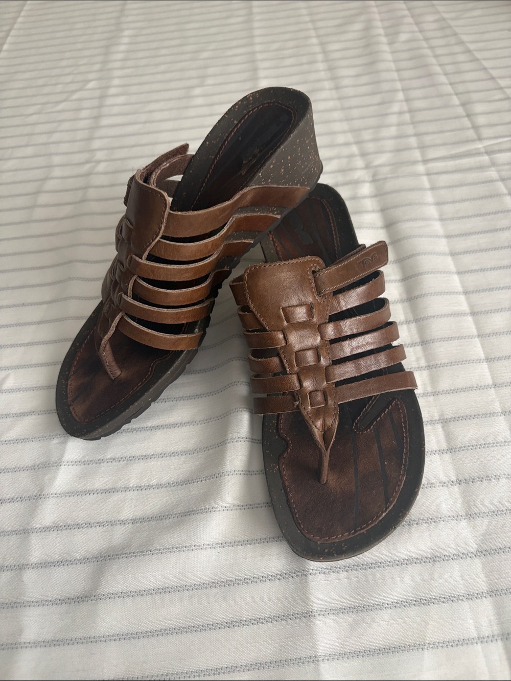 Teva Men's Brown Multi-Strap Leather Sandals